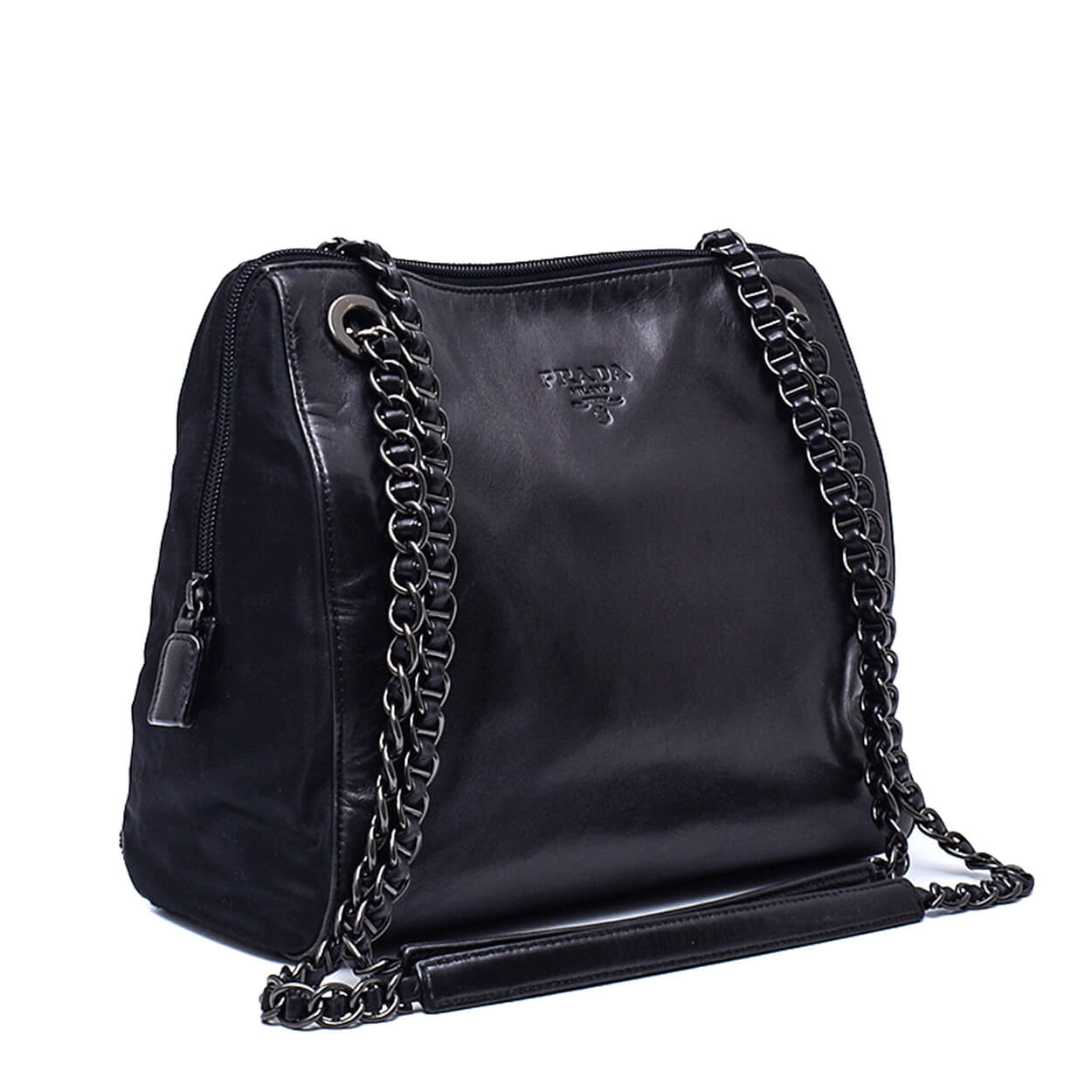 Prada - Black Lambskin Nylon Chain Small Vintage Shopper Bag